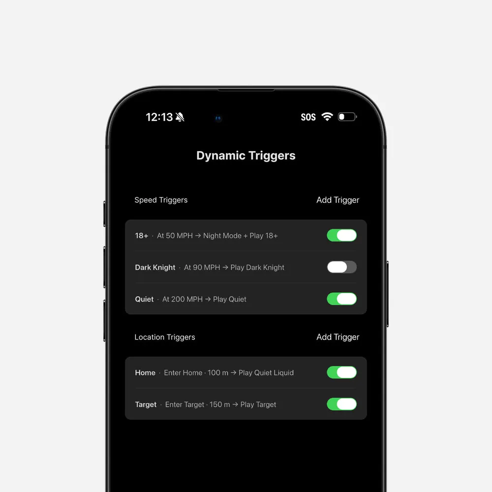 Dynamic Triggers screen in the Dot app